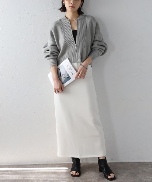 Bonjour Sagan カーディガン フロントリブニットジップ