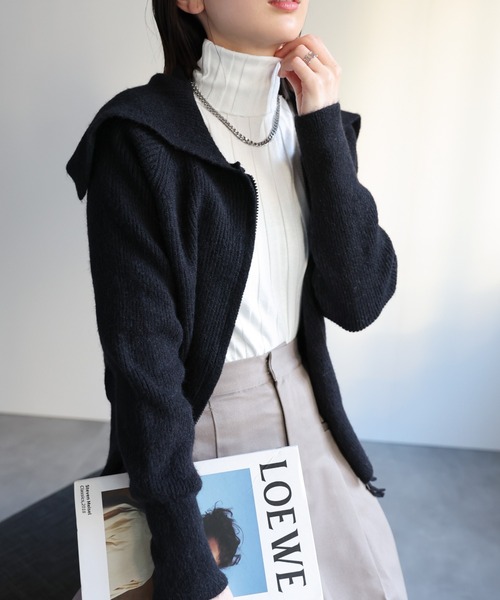 sakishimatokyo ニット セーター セーラーカラー ジップアップニット