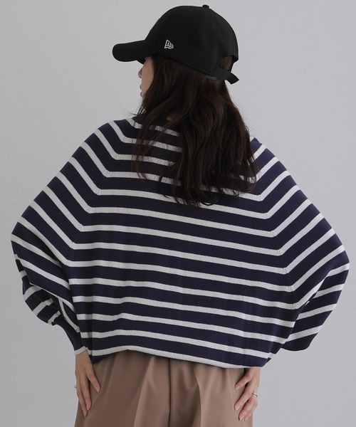 ElegChic ニット セーター Vネックボーダーニット レディース