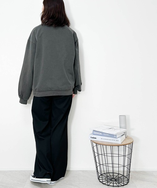 トレーナー スウェット 裏毛ピグメント プリントクルー レディース