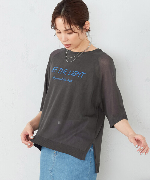 COMME CA ISM ニット セーター シアーニット ロゴ Tシャツ