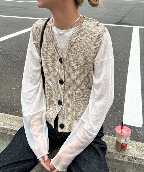 feepur ベスト ジレ 「ハンドウォッシャブル」ミックスネップV