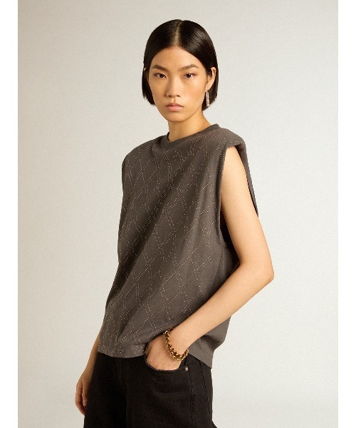 tシャツ ノースリーブTシャツ（チャコールグレー） レディースの画像
