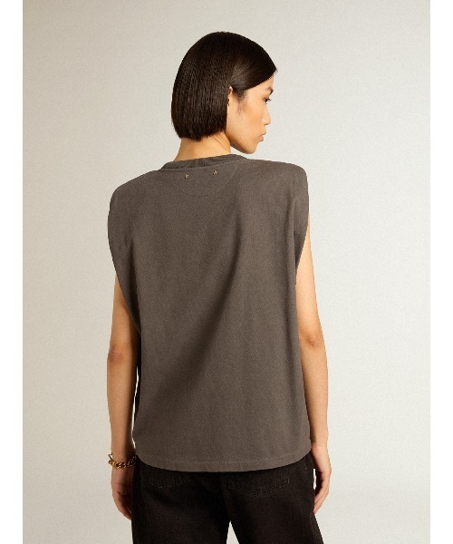 tシャツ ノースリーブTシャツ（チャコールグレー） レディースの画像