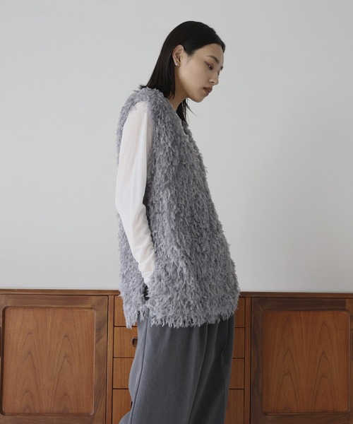 hellam（ヘラム） ベスト ジレ フェザーフリンジベスト レディース