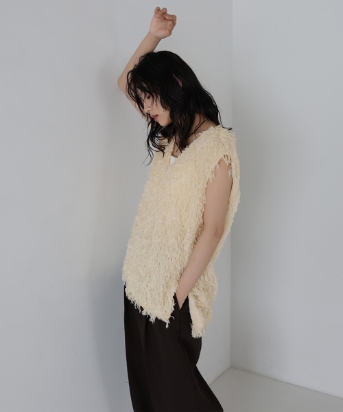 hellam ベスト ジレ フェザーフリンジベスト レディース