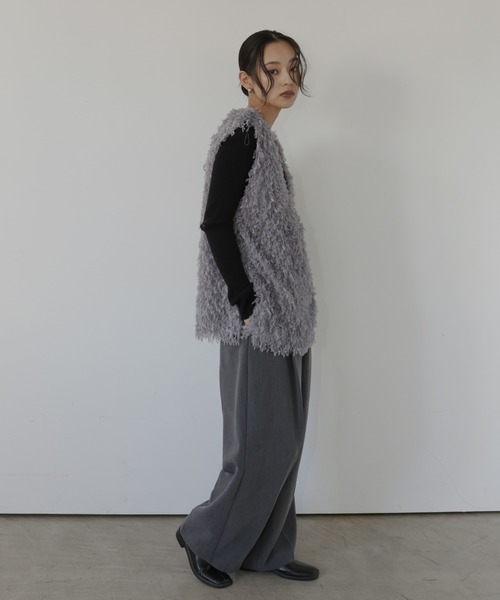 hellam（ヘラム） ベスト ジレ フェザーフリンジベスト レディース