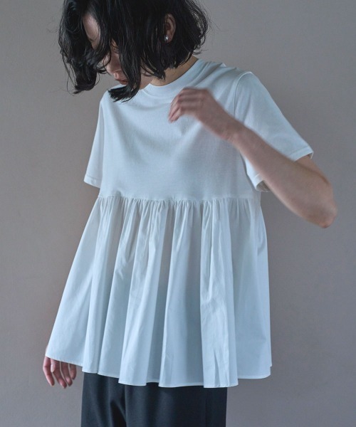 tシャツ OTONA SWITCHING HALF PEPLUM TEE レディース