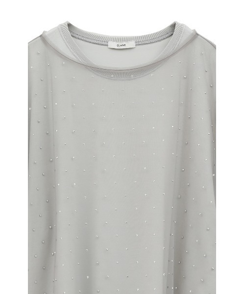 tシャツ CLANE/クラネ/RHINESTONE SHEER TOPS レディース CLANE(クラネ)｜RHINESTONE SHEER TOPS Tシャツ/カットソー/GRAY
