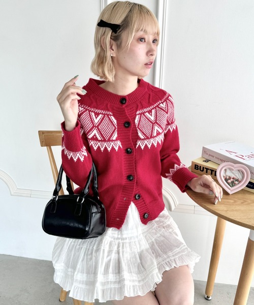 【コロポロさん専用】HOLIDAY ノルディック ショール カーディガン Loueme カーディガン ノルディックニットカーディガン