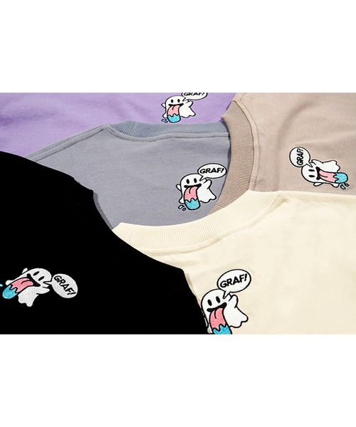 メンズ GRAF＆WU（グラフアンドウー） tシャツ ホワイト レディース 「graf」半袖Tシャツ M グラフアンドウー 半袖プリント BOOGHOST GRAF&amp;WU Tシャツ 『GRAF&amp;WU&frasl;グラフアンドユー』 GRAF&amp;WU（グラフアンドユー）の「GRAF&amp;WU ベルクロワッペン ピースゴースト半袖T