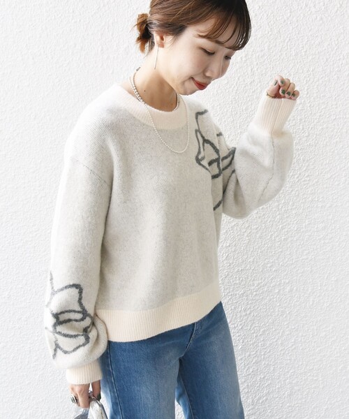 シップス/ジャカードハンドニット☆mumu SHIPS（シップス） ニット セーター 「WEB限定」「洗濯機可能」2WAY