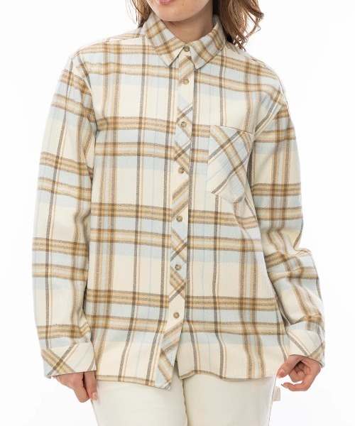 ブラウス シャツ RVCA レディース BREEZE FLANNEL 長袖シャツ/ルーカ胸ポケットデザインチェック柄長袖シャツ レディース