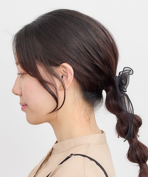 Heartdance ヘアクリップ ビジューダブルオーガンジーリボン