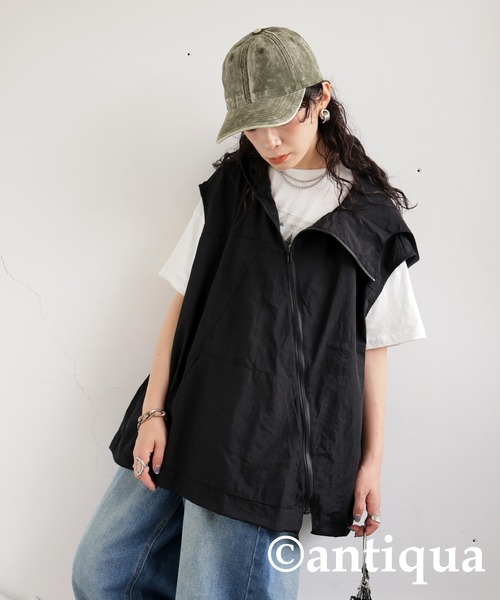 ベスト ジレ アシメジップベスト レディース メンズ antiqua ベスト ジレ アシメジップベスト レディース メンズ