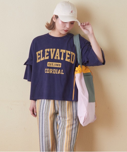 tシャツ 26/-天竺パウダー加工イタリアプリントビッグTシャツ レディース 26/-天竺 パウダー加工 イタリア プリント ビッグ Tシャツ