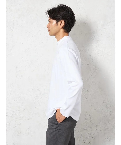 tシャツ 「抗菌防臭」シルケットスムース モックネックTシャツ