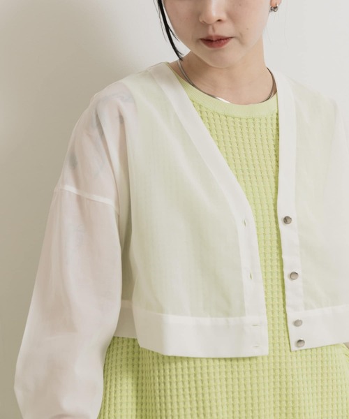 カーディガン 「別注」MIDIUMISOLID×TGM　sheer voile Vneck Cardigan レディース