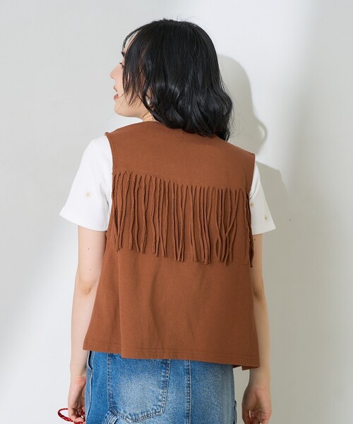 FREAK'S STORE ベスト ジレ カットフリンジベスト レディース