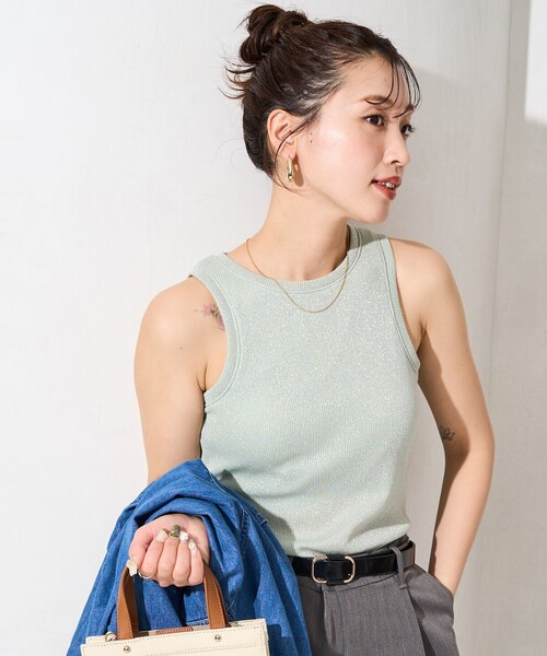 タンクトップ ノースリーブ ベアテレコカップ付きアメスリタンク レディース FREAK'S STORE タンクトップ ノースリーブ 限定展開 カップ付き