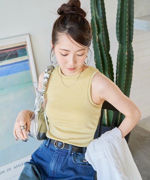 タンクトップ ノースリーブ ベアテレコカップ付きアメスリタンク レディース ANME タンクトップ ノースリーブ テレコリブカップ付きアメスリ