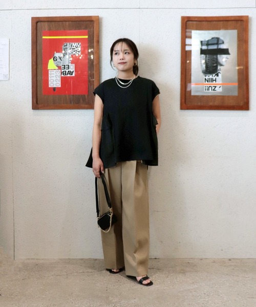 バックティアードリボンカットソー　ネイビー Jines（ジネス） tシャツ バックティアードデザインカットソー
