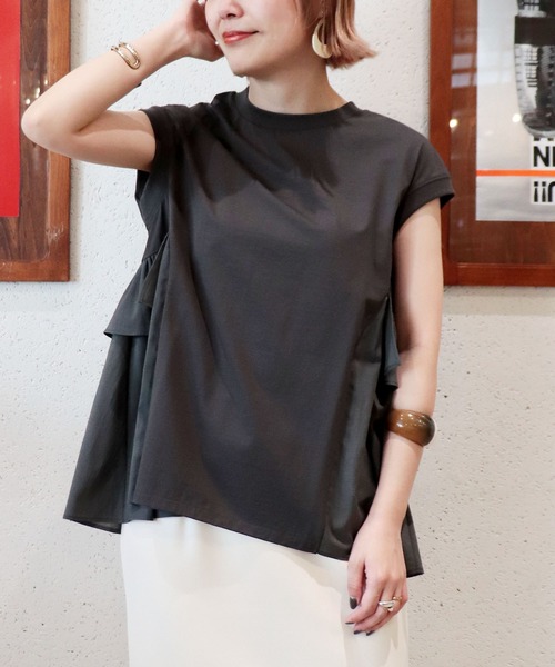 新品・タグ付き！　Ｊｉｎｅｓ　刺繍とレースが綺麗な後ろボタンカットソー　ホワイト Tシャツ/カットソー｜Jines（ジネス） | AND ON JIONE STORE