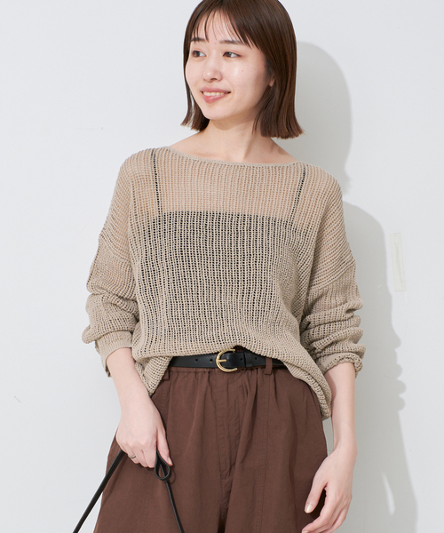 2025年今期⭐︎新品未使用⭐︎SLOBE IENA リネン混畦ニット⭐︎ホワイト セール】《追加》リネン混畦ニット（ニット/セーター）｜SLOBE