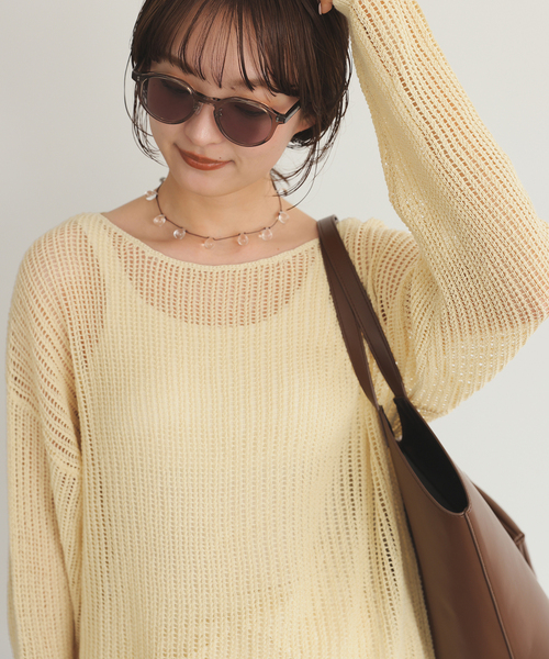 SLOBE IENA ニット セーター リネン混メッシュ編みニット