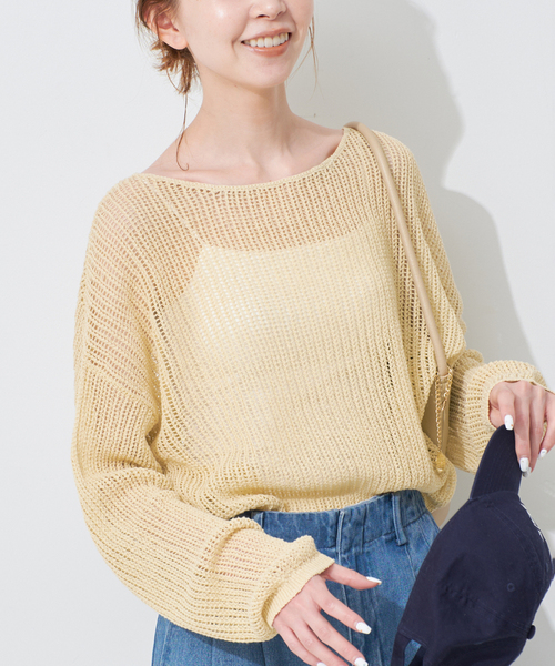 SLOBE IENA ニット セーター リネン混メッシュ編みニット