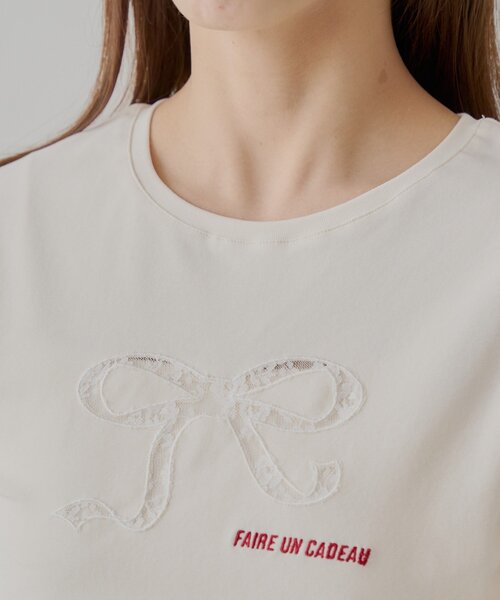Chico tシャツ レースリボン刺繍チビT レディース : ZOZOTOWN