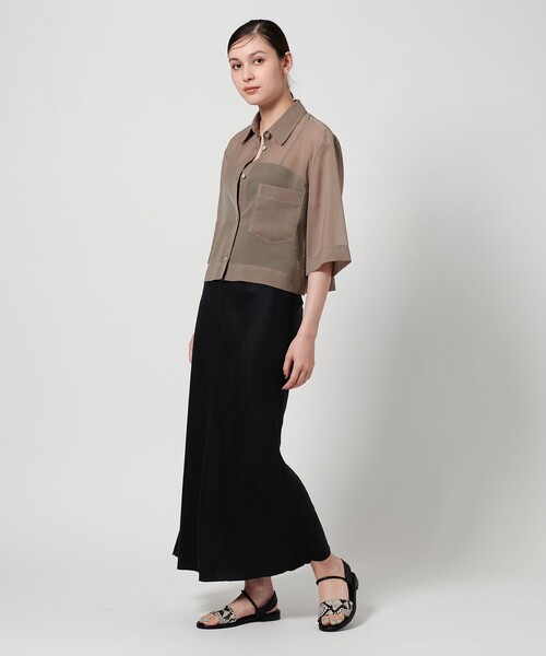 h beauty&youth レーヨンナイロンマキシスカート BEAUTY＆YOUTH UNITED ARROWS スカート 麻ブレンド バイアス