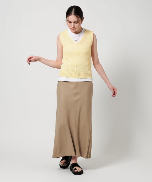 h beauty&youth レーヨンナイロンマキシスカート BEAUTY＆YOUTH UNITED ARROWS スカート 麻ブレンド バイアス