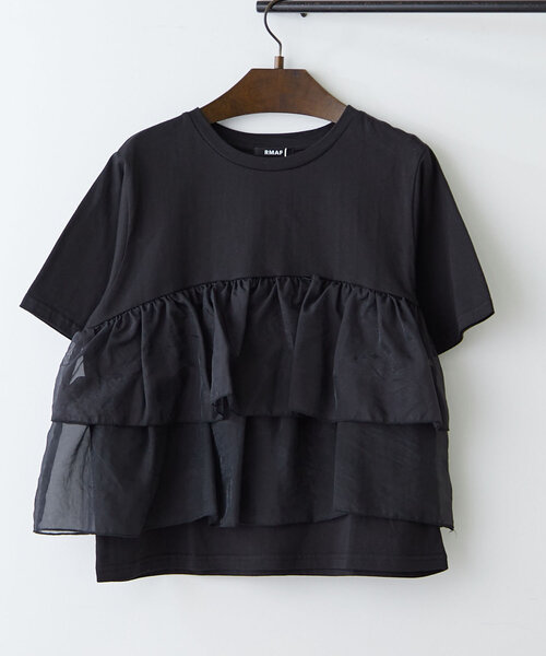 tシャツ オーガンジードッキングティアード半袖トップス レディース CADBURY tシャツ オーガンジードッキングティアード半袖トップス