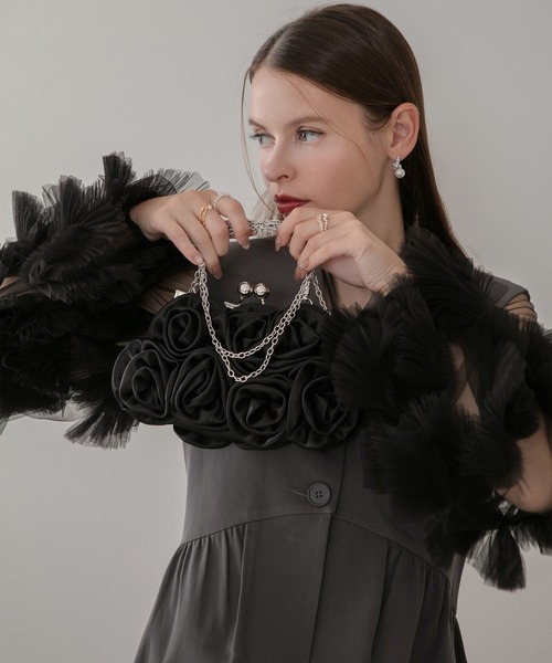 Leja オケージョン　お呼ばれドレス　カバンセット Leja（レジャ） ハンドバッグ 「LEJA」サテンローズバッグ結婚式