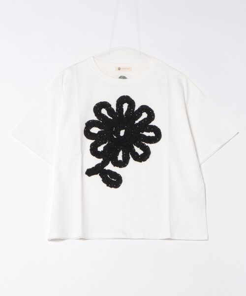 tシャツ (BD)「BARNDOOR」レース素材 フリル フラワー Tシャツ レディース