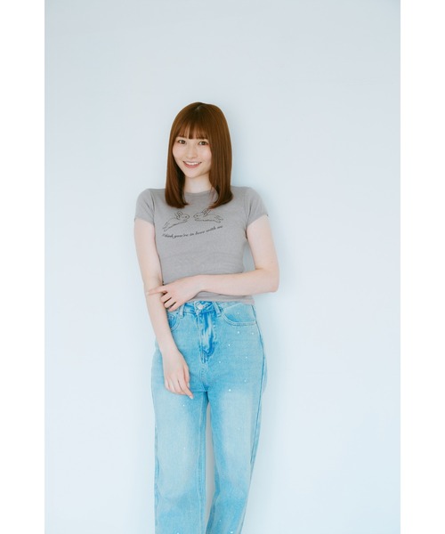 tシャツ うさぎロゴ半袖TシャツチビT レディース