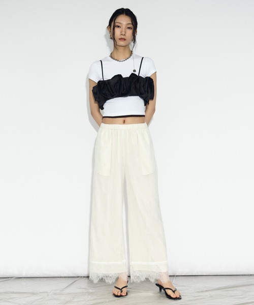 Ezick パーティードレス ワンピース 2P frill bustier タックキャミ
