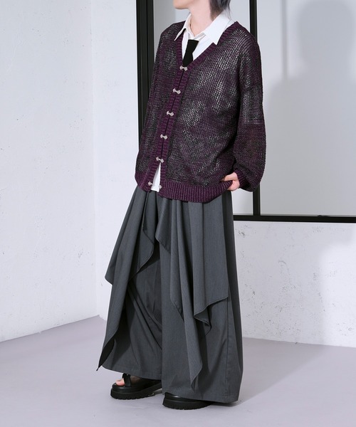Ellno Loset（エルノロゼット） カーディガン フラワー柄メッシュラメ