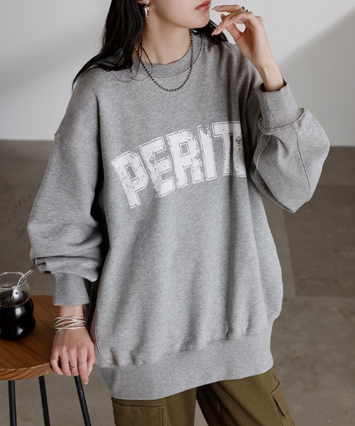 cloth&amp;cross Hug O War 妄想カフェ トレーナー DOUGHNUT スウェット グレー レディース クロス＆クロス ハグオーワー【中古】6-0118M♪ Hug O War - cloth&cross Hug O War 妄想カフェ トレーナー DOUGHNUT