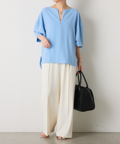 「COLLAGE GALLARDAGALANTE」 半袖ブラウス FREE ネイビー レディース_画像2