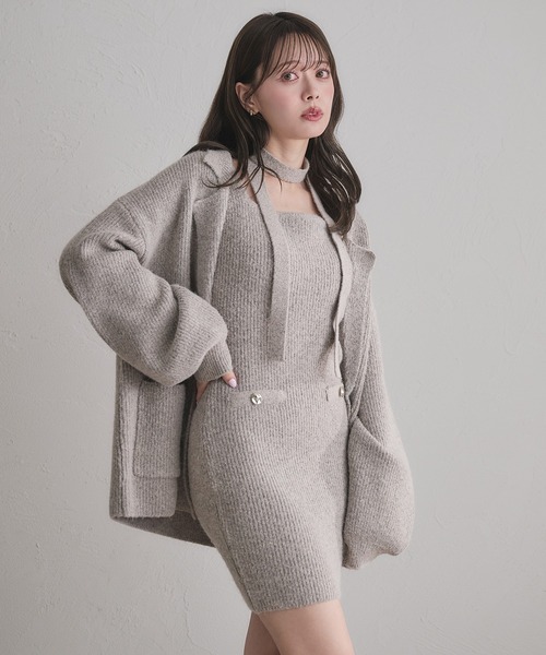 fupel アンサンブル choker melange knit setup / チョーカー付き