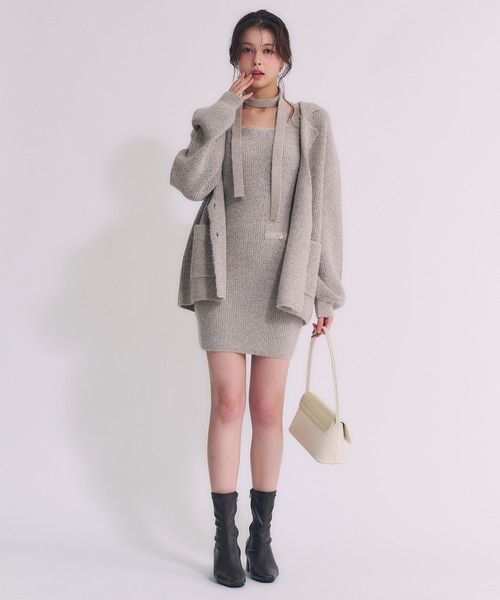 fupel アンサンブル choker melange knit setup / チョーカー付き