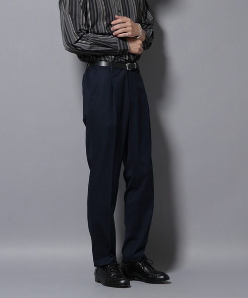 1タックテーパードパンツ　濃紺　XS NANO universe（ナノ・ユニバース） スラックス 微起毛1タック