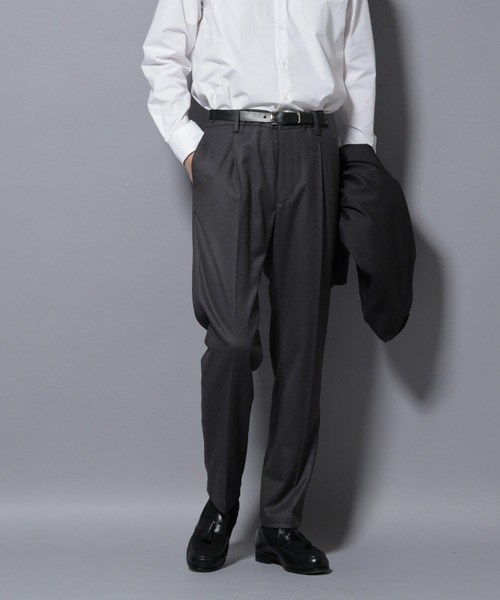 NANO universe（ナノ・ユニバース） スラックス 微起毛1タック