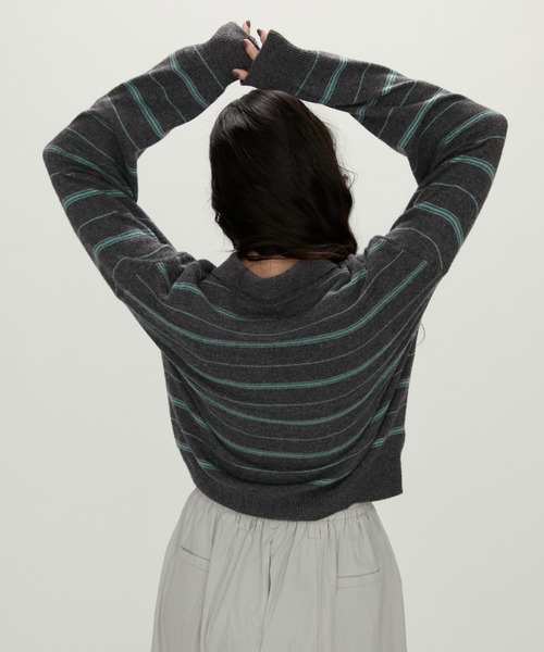 NUJOH ニット セーター Modern Stripe Knit Polo / モダンストライプ