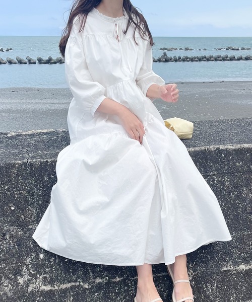 「LAUIR」 半袖ワンピース MEDIUM ダークベージュ レディース_画像2