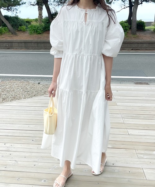 「LAUIR」 半袖ワンピース MEDIUM ダークベージュ レディース_画像3