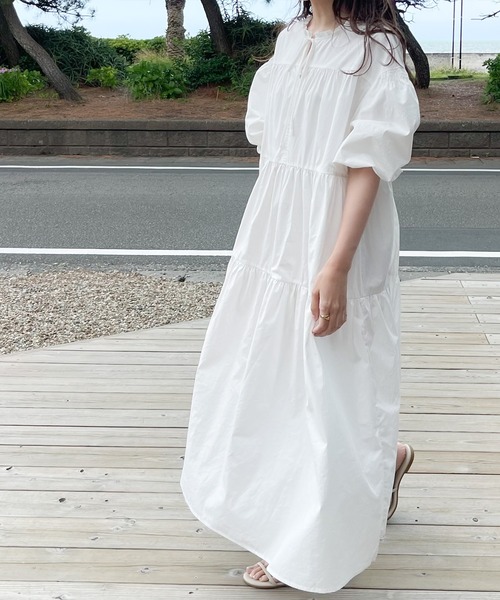 「LAUIR」 半袖ワンピース MEDIUM ダークベージュ レディース_画像4