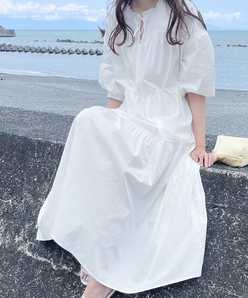 「LAUIR」 半袖ワンピース MEDIUM ダークベージュ レディース_画像6